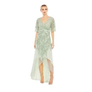 Mac Duggal NEW Style 93681 Size 10 Sage Green Chiffon Beaded Prom Bridal Gown